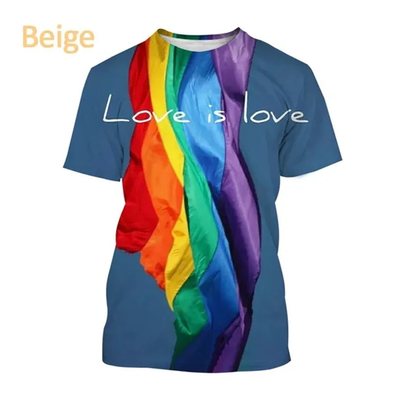 New LGBT Rainbow T Shirt 3D Funny Short Sleeve T Shirt Men And Women LGBTQ Clothing Casual Fashion Print Streetwear Tops Clothes