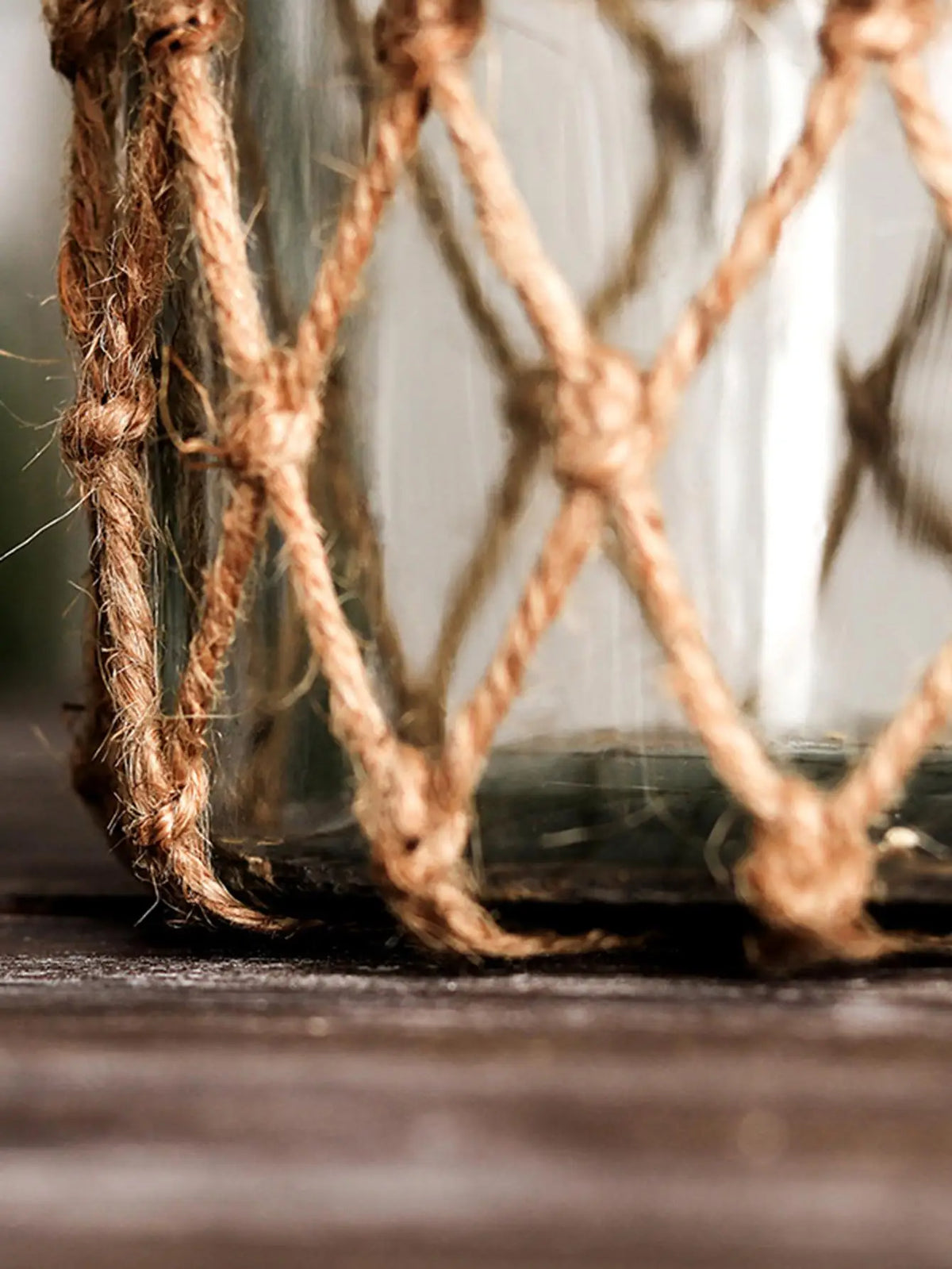 Hand Woven Hemp Rope Glass Vase Dry Flower Decor Art Glass Vase Nordic Living Room Table Decoration Bedroom Boho Home Decoration