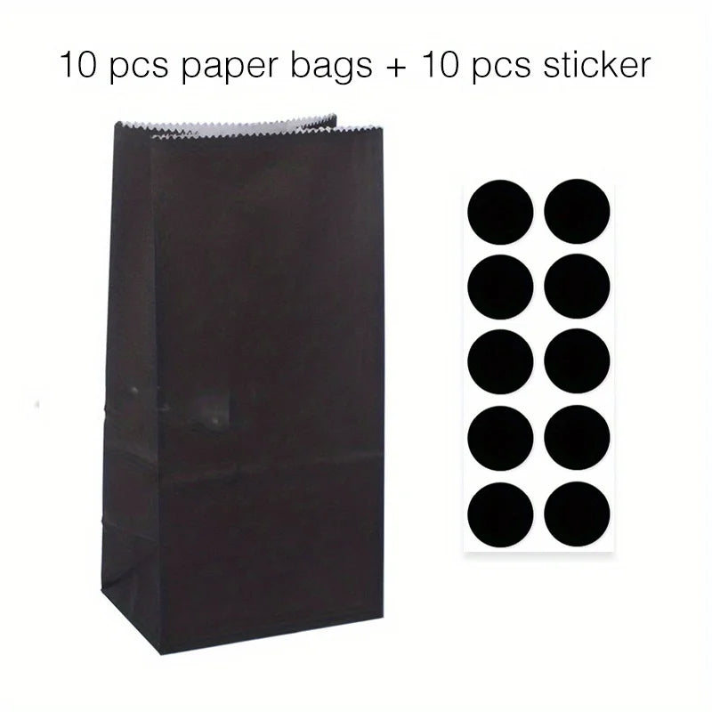 10 pcs Colorful Solid Stripe and Polka Dot Stand-Up Bags with Stickers - 18x9x6cm Favor Gift Packing Treat Bags for Wedding