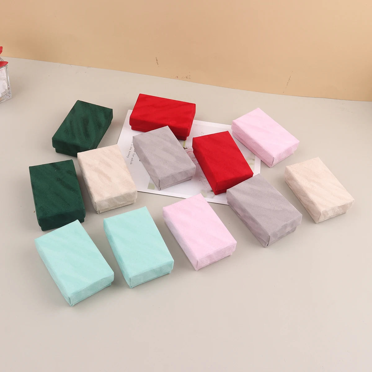 6pcs Velvet Jewelry Set Gift Box Ring Necklace Bracelets Earring Gift Packaging Boxes With Sponge Inside Rectangle