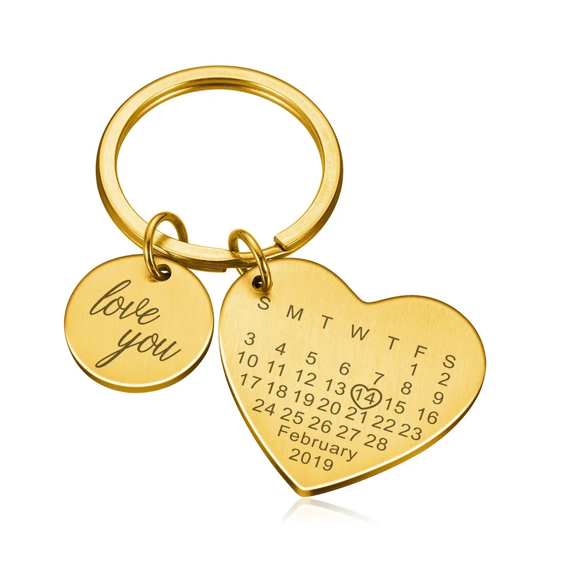 Personalized Stainless Steel Engraved Calendar Date Keychain Custom Keyring Gift For Wedding Anniversary Gift