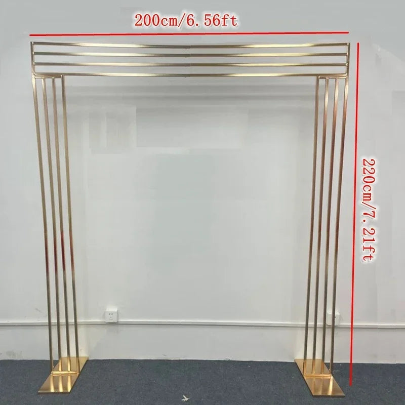 NEW Gold-Plated Wedding Arch, Shiny Gold Flower Stand, Welcome Door Wall Backdrop, Decoration Metal Frame