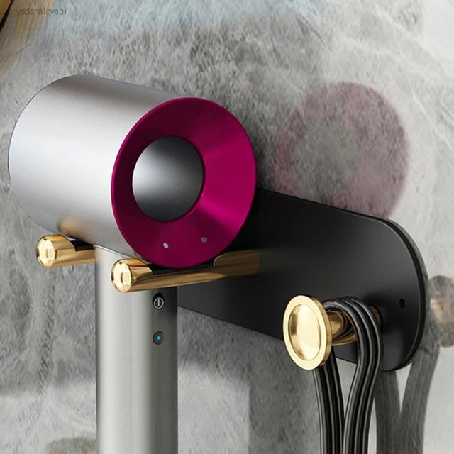 Bathroom Hairdryer Holder Black Gold Storage Rack Wall Mounted  Dryer and Hair Curler Shelf For Dyson Supersonic Hair Dryer Rack