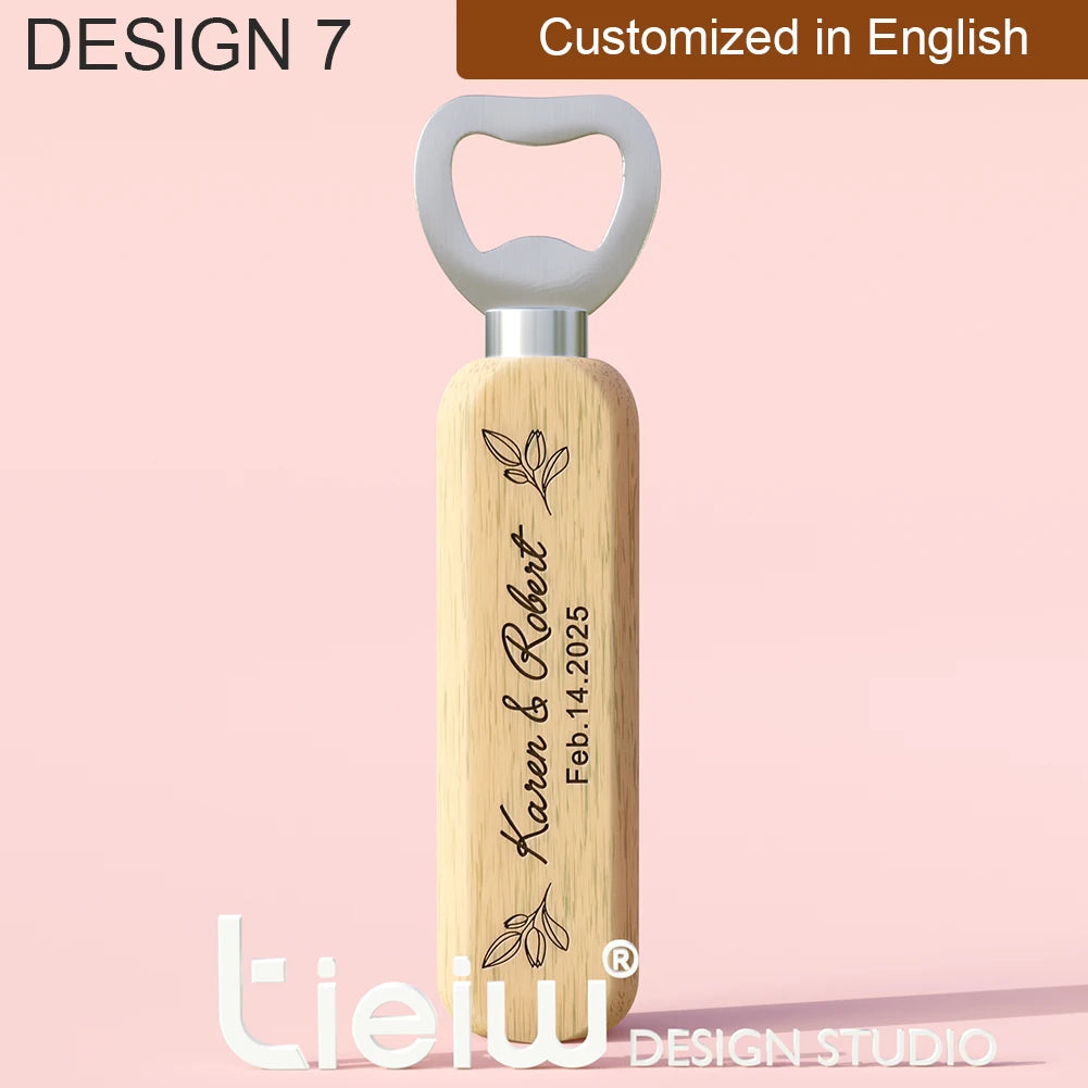 12PCS Custom Wedding Gift Bottle Opener Wedding Favors for Guests Personalized Wooden Opener as Gift for Wedding Decoration