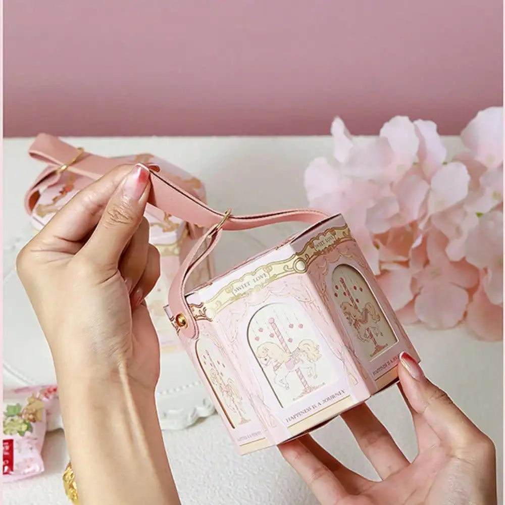 10pcs Carousel Candy Gift Boxes Packaging Wedding Birthday Party Favor Bags Baby Shower Christmas Present Case Supplies