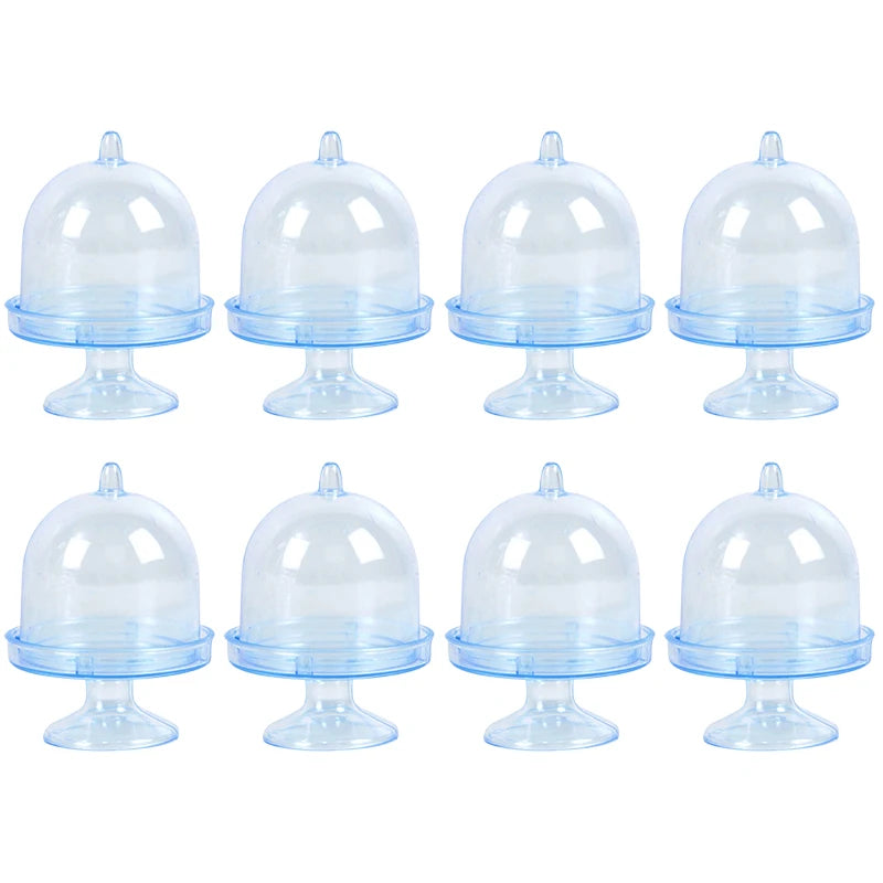 8/4pcs Clear Mini Candy Dessert Holder Cupcake Display Stand Plate with Lid Wedding Birthday Party Decor Supply Baby Shower Box