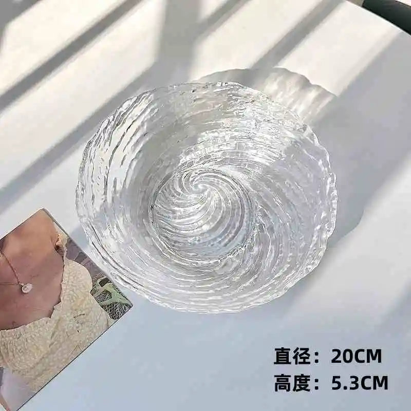 Irregular Ice Pattern Glass Bowl Fruit Tray Household Living Room Snacks Deep Dish Vegetable Salad Bowls Tableware
