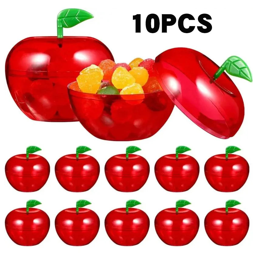 5/10pcs Apple Containers Snow White Decorations Plastic Cookie Jars Red Apple Container Candy Boxes Apples Gift Party Favor