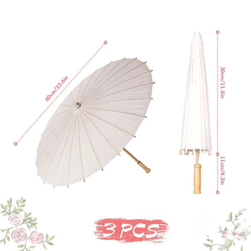 84/60CM White Paper Parasol Umbrella for Wedding, Party Favor DIY Bamboo Umbrellas, for Bridal Shower Centerpieces, Photo Props