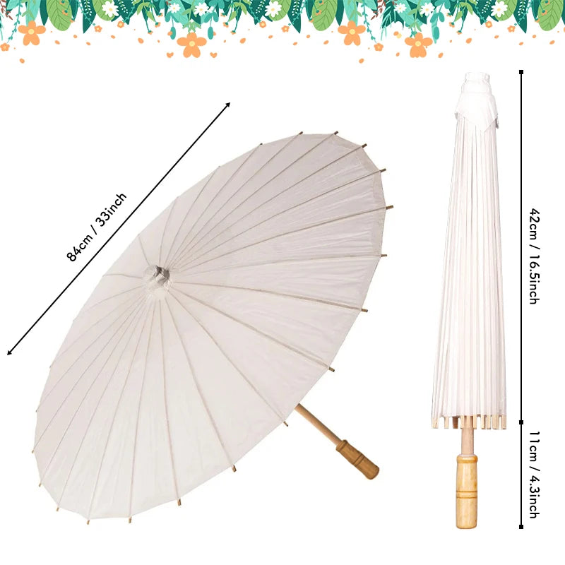 Paper Umbrella for Wedding Chinese Oil Paper Umbrella White DIY Parasol Bridal Baby Shower Party Photograph Prop Decor 60/84cm