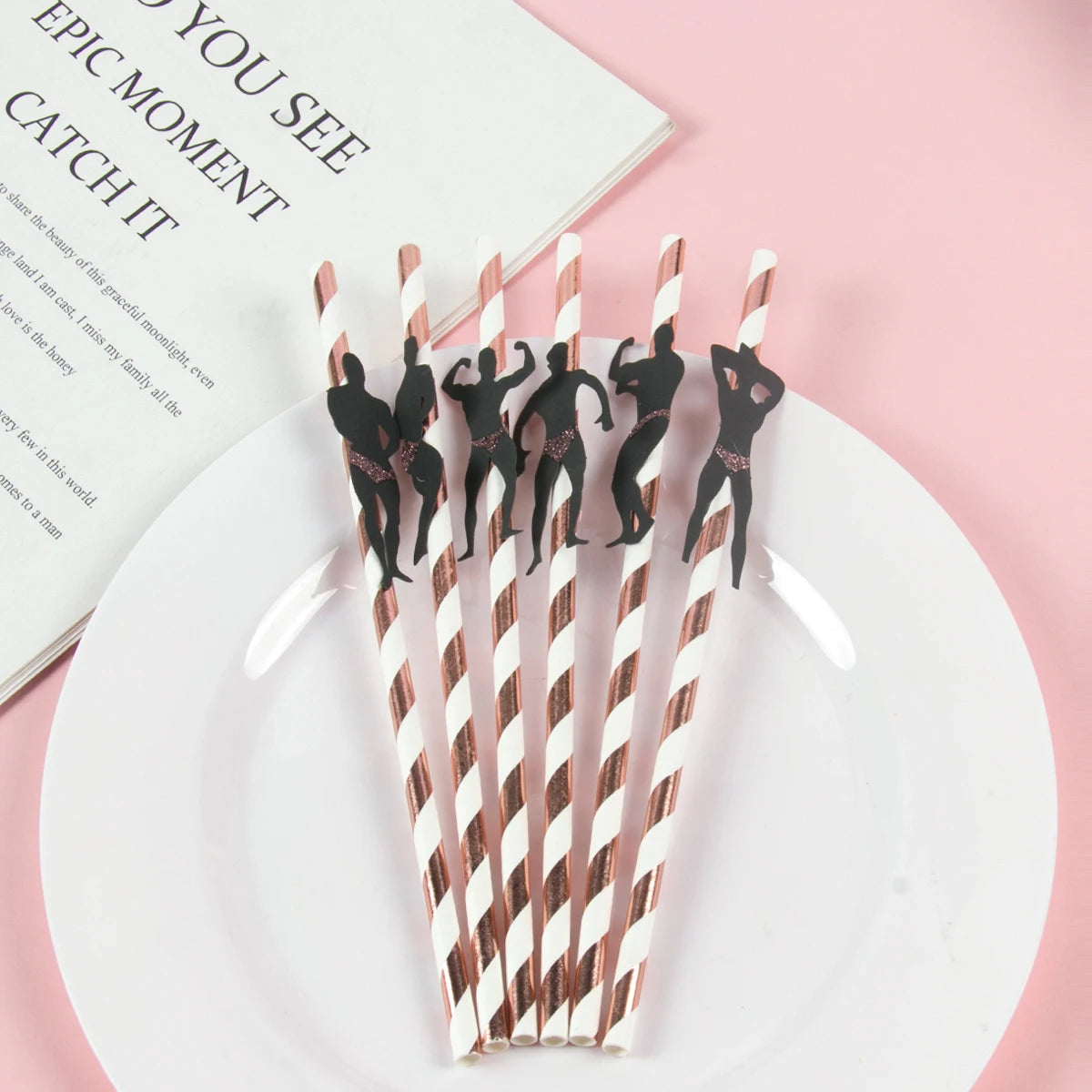 6/12pcs Bachelorette Party Paper Straws Dancing Men woman Straw Wedding Bridal Shower Decor Hen Night Adult Party Drinking favor