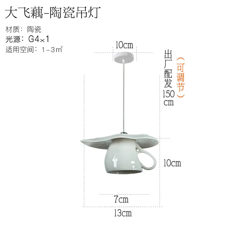 Modern Tea Cup Teapot Hanging Lamp Ceramic Led Pendant Lights Dining Room Kitchen Home Decor Luminaire Lighting Fixtures