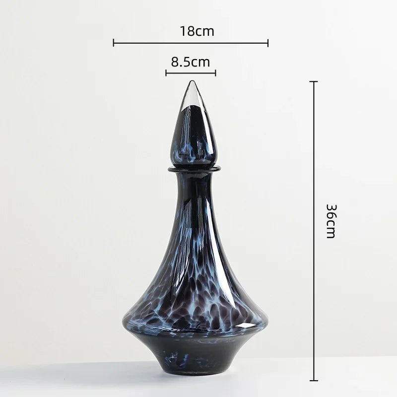 Glass Vase Transparent Leopard Print Flower Vase Glassware with Lid Floral Arrangement Accessories Terrarium Home Decoration