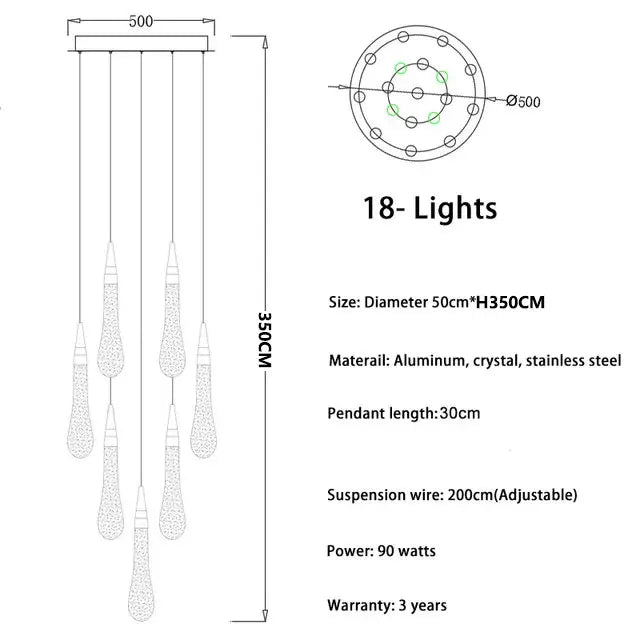 2024 New Modern LED Crystal Chandelier Lustre Restaurant Bar compound Stair Light Living Room Bedroom Lighting Art Lighting
