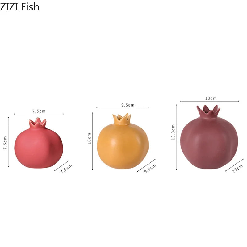 Imitation Pomegranate Ornaments Ceramic Vase Dried Flower Vase Flower Arrangement Art Sculpture Decorative Vases Statue Crafts