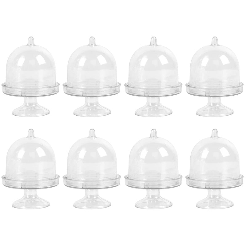 8/4pcs Clear Mini Candy Dessert Holder Cupcake Display Stand Plate with Lid Wedding Birthday Party Decor Supply Baby Shower Box