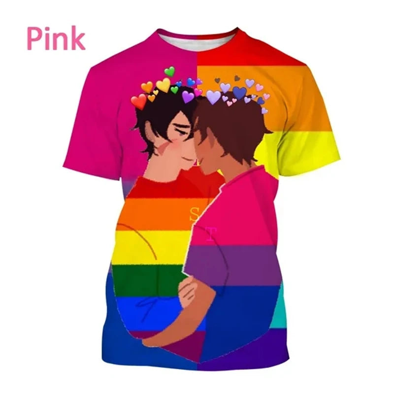 New LGBT Rainbow T Shirt 3D Funny Short Sleeve T Shirt Men And Women LGBTQ Clothing Casual Fashion Print Streetwear Tops Clothes