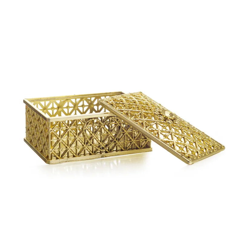 Mini Treasure Storage Jewelry Box Retro Gold Foil Candy Necklace Earring Bead Trinket Box Small Wedding Decor Party Favor Gift