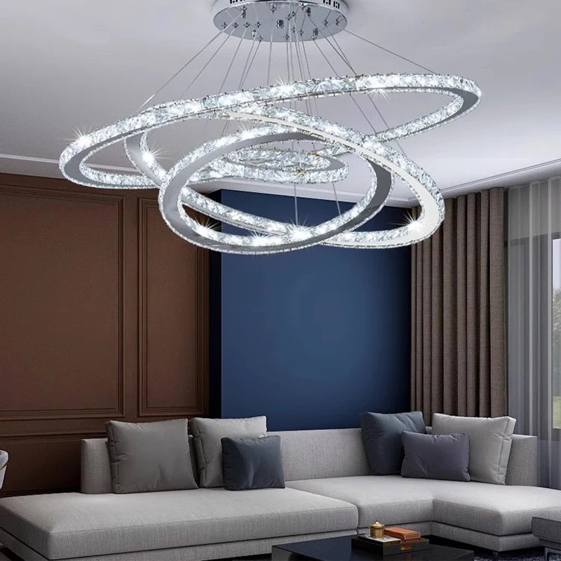 LED Rope chandelier Crystal Lamp For Living Room Cristal Lustre Chandeliers Lighting Pendant Hanging Ceiling Fixtures