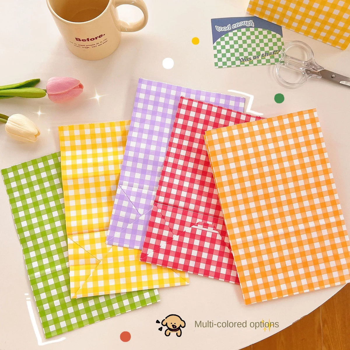 10 pcs Candy Color Kraft Paper Bag Festival Party Wedding Gift Packaging Bag Birthday Cookie Snack Organizer