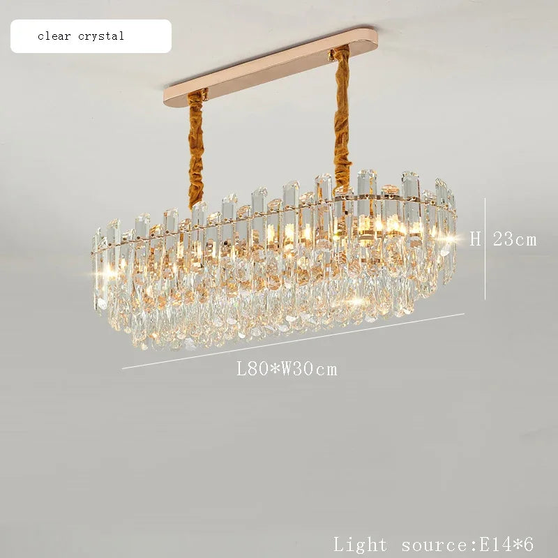 Modern Luxury Ceiling Lamp Smoke Clear Crystal Led Round Lighting for Living Room Bedroom Dining Room Gold Ceiling Chandelier