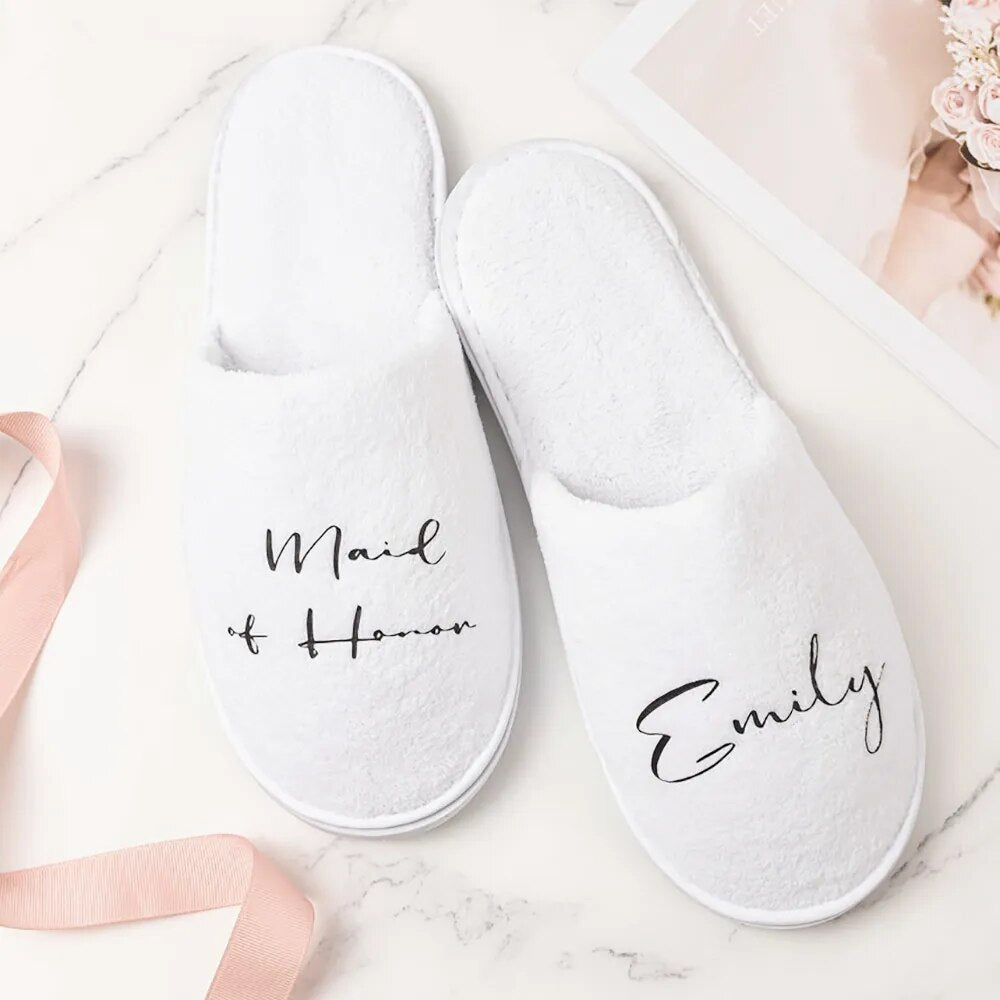 Personalized Wedding Bachelorette Bridal Shower Proposal Party Slippers Bride Bridesmaid Slipper Custom Wedding Gift