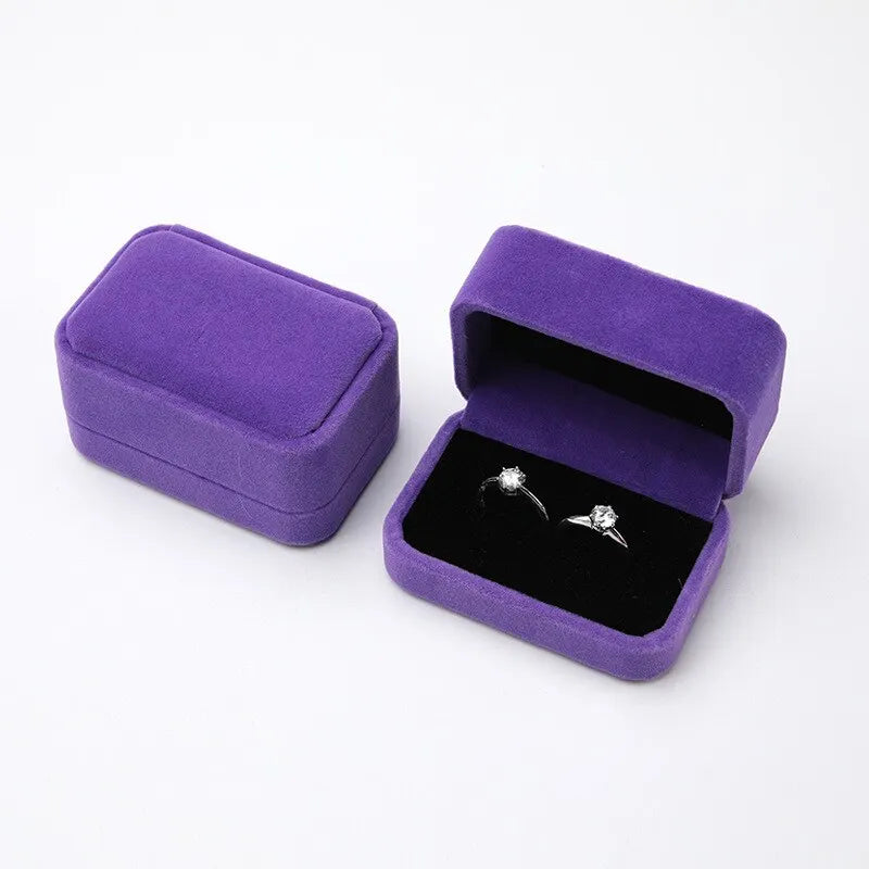 Custom Flannel Ring Box Double Slot Ring Bearer Box Wedding Jewelry Box gift for Girlfriend Personalized engagement ring box