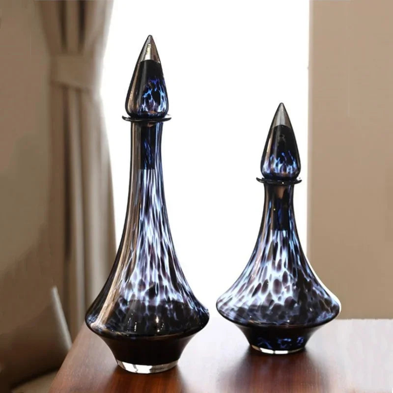 Glass Vase Transparent Leopard Print Flower Vase Glassware with Lid Floral Arrangement Accessories Terrarium Home Decoration