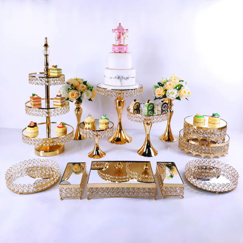 Wedding Centerpieces Party Decoration Table Round Dessert Display Wedding Cupcake Plinth Metal Gold Cake Stand Set