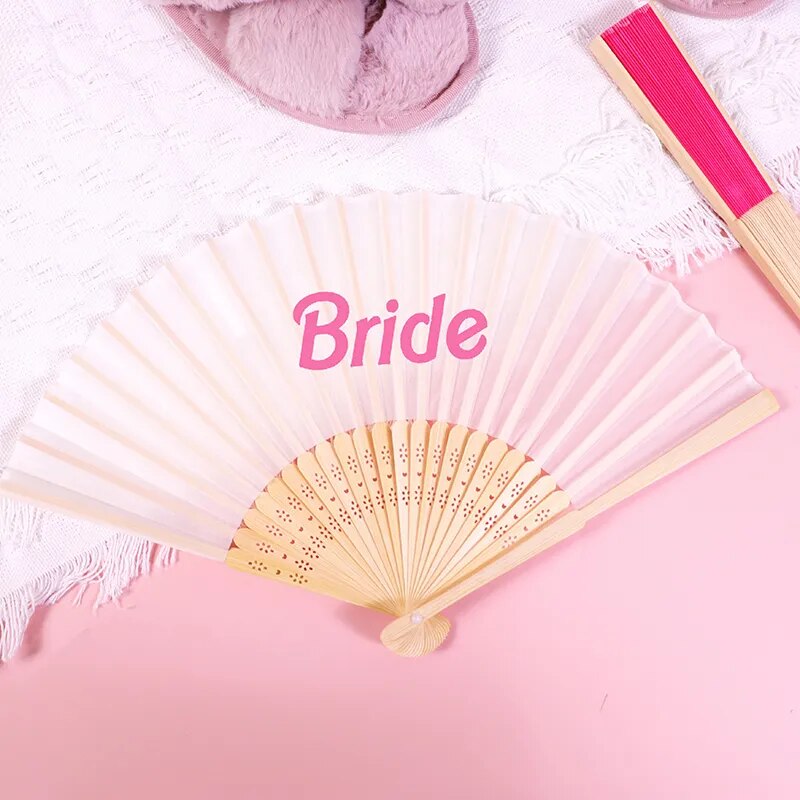 Hot pink Bride babe hand fan summer Pool Beach Bach weekend girls trip bachelorette party Bridal Shower wedding Bridesmaid Gift