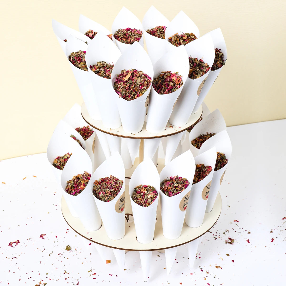 Wood Confetti Cones Wedding Cone Tray Rustic Wedding Decoration Confetti Cones Stand Holder Support Paper Cones Weding Supplies