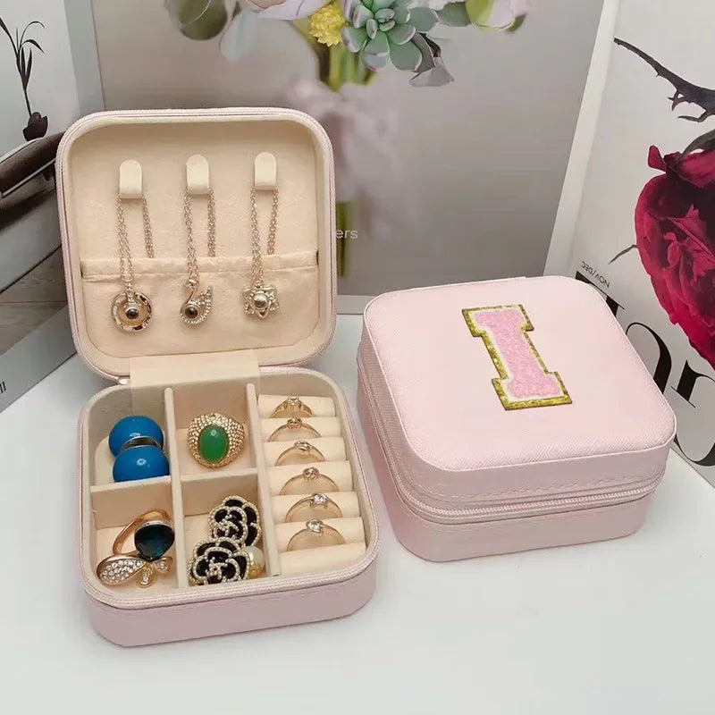 Mini Jewelry Storage Box Bridesmaid Gift Ideas Travel Jewelry Case Initial Letter with Name Birthday Party Box Mother's Day Gift