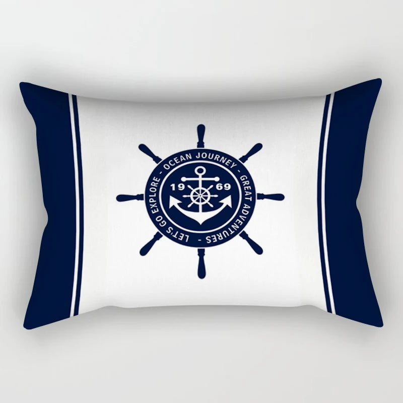 Blue nautical decoration compass waist pillowcase 30*50 home decoration sofa decoration cushion cover 40*60 can be customized