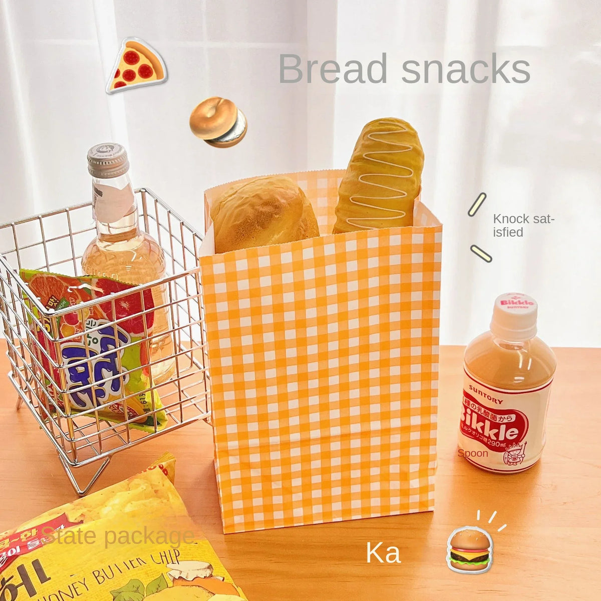 10 pcs Candy Color Kraft Paper Bag Festival Party Wedding Gift Packaging Bag Birthday Cookie Snack Organizer