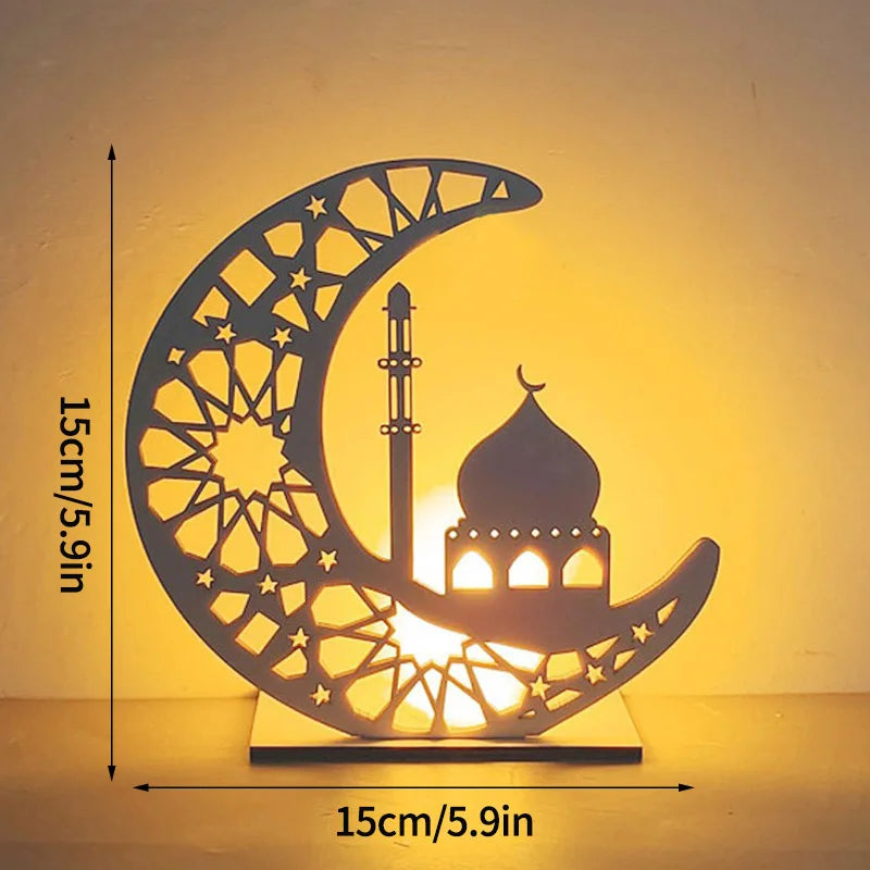2024 Eid Mubarak Candle Lamp Creative Night Light Lantern Candle Holder Eid Mubarak Islamic Muslim Party Decor  Decorative Lamp
