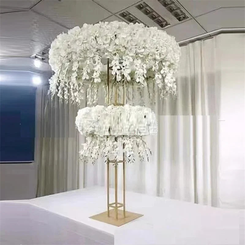 2/4/6/10Pcs Wedding Centerpiece Flower Rack For Event Party Decoration Electronic Plated Flower Rack Gold Arch Stand Road Lead