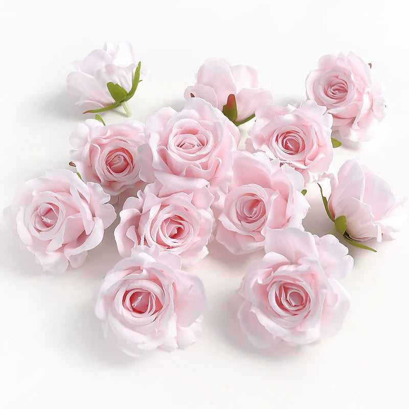 5/10pcs Silk Rose Artificial Flower Head Scrapbooking Home Wedding Wall Decoration Christmas DIY Wreath Candy Box Cake Decor