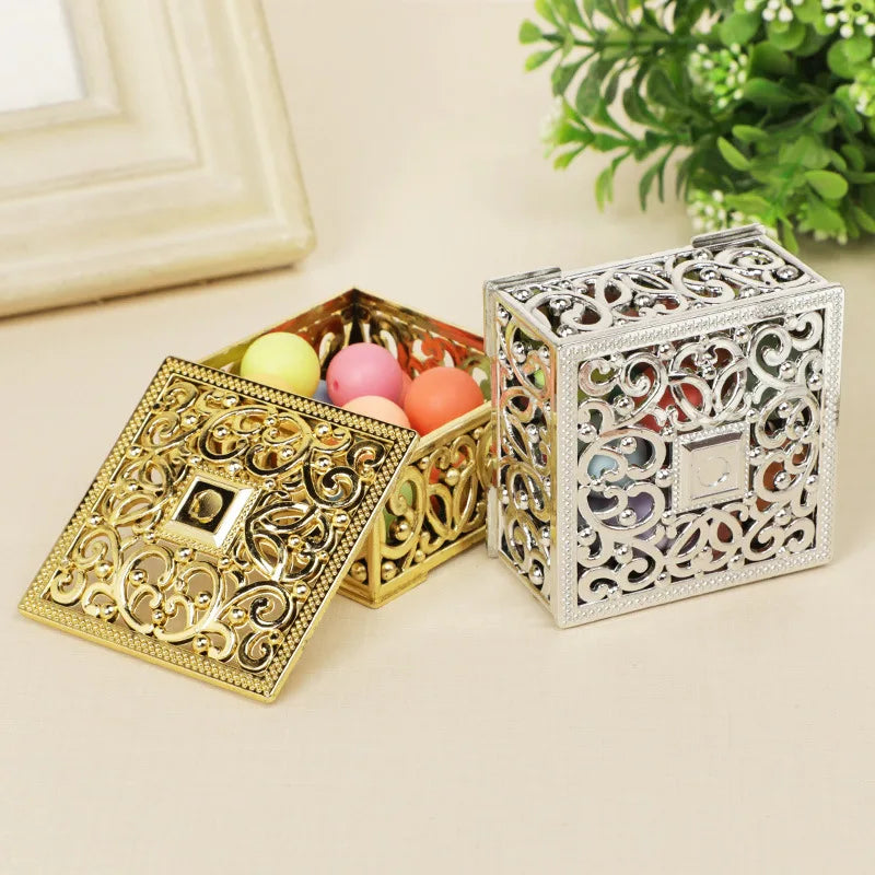 Mini Treasure Storage Jewelry Box Retro Gold Foil Candy Necklace Earring Bead Trinket Box Small Wedding Decor Party Favor Gift