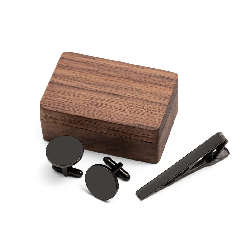 Custom Metal Cufflinks Tie Clip & Rectangle Gift Box Engraved Gift for Dad and Groomsmen Personalized Best Man Cufflinks Set