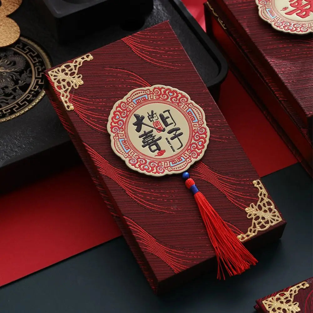 Chinese Wedding Gifted Box High-end Best Wishes Money Pocket Simple Traditional Blessing Red Envelop
