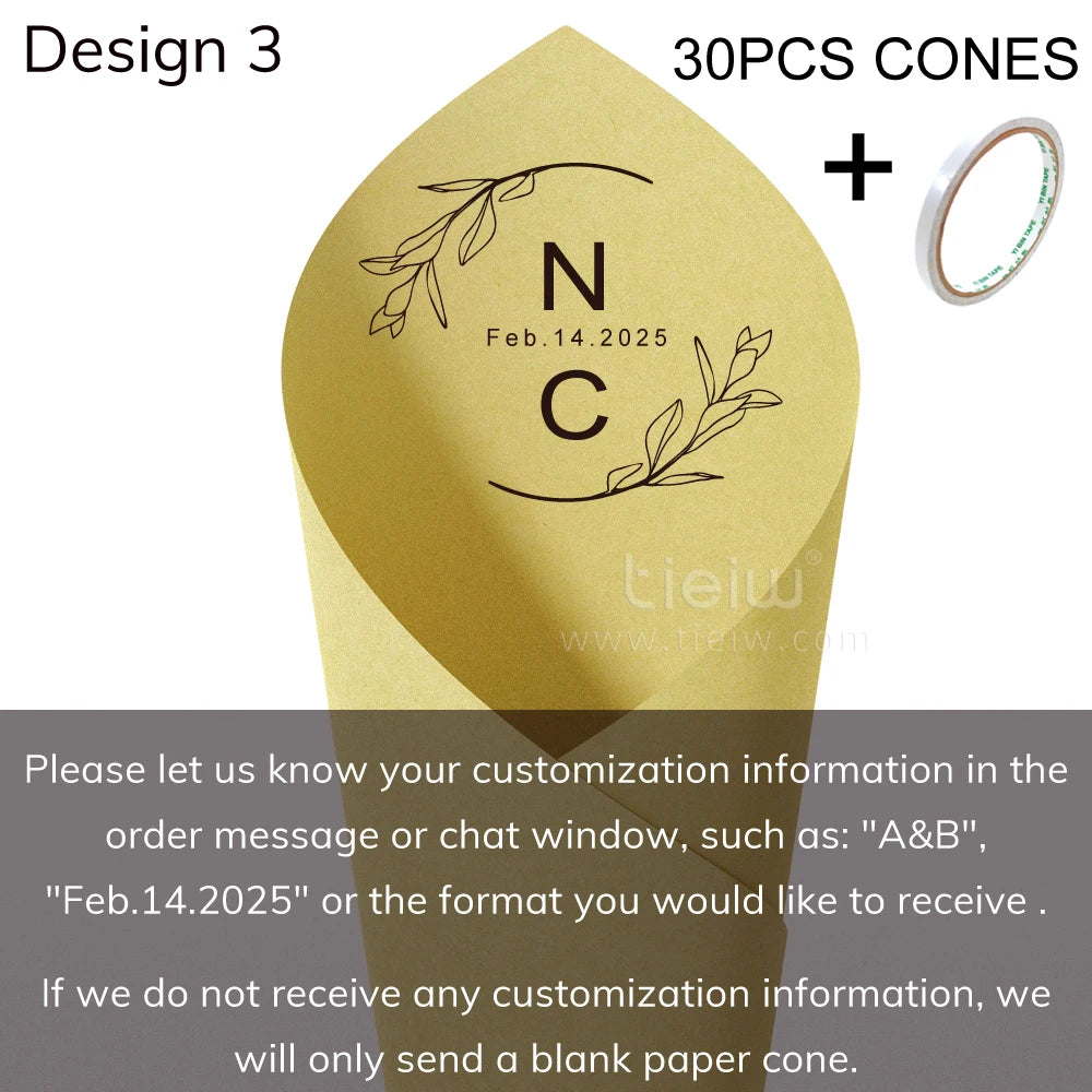 Personalized Wedding Confetti Cones with Names and Date Petal Candy Natural Confetti Customizable for Celebrations Decoration