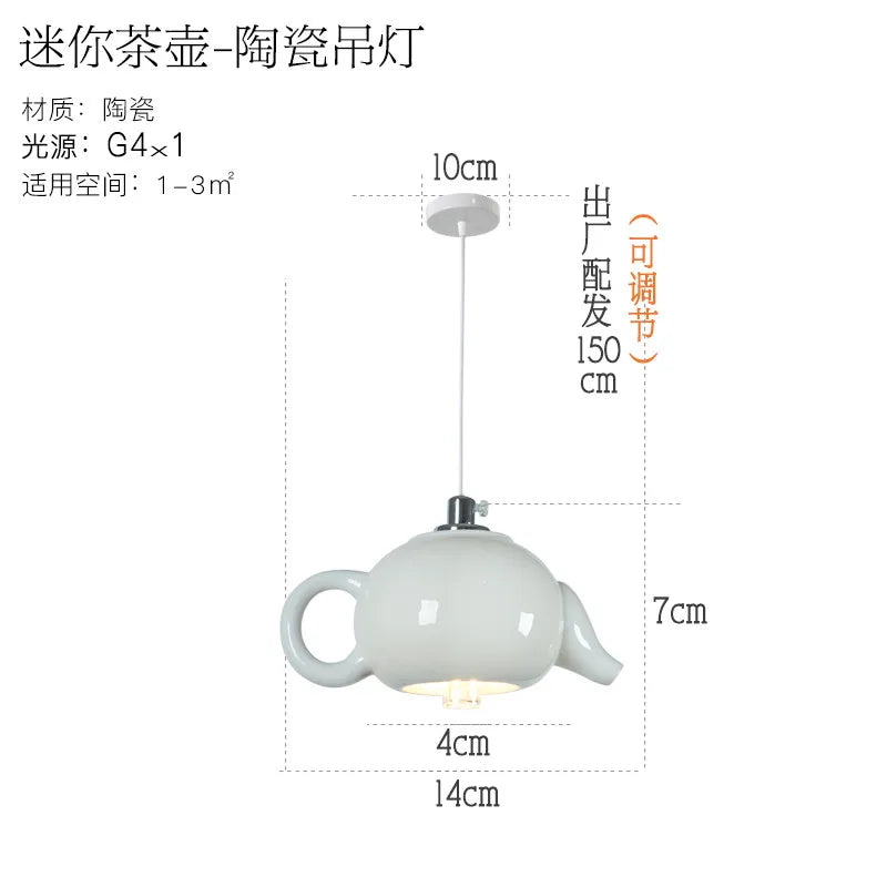 Modern Tea Cup Teapot Hanging Lamp Ceramic Led Pendant Lights Dining Room Kitchen Home Decor Luminaire Lighting Fixtures