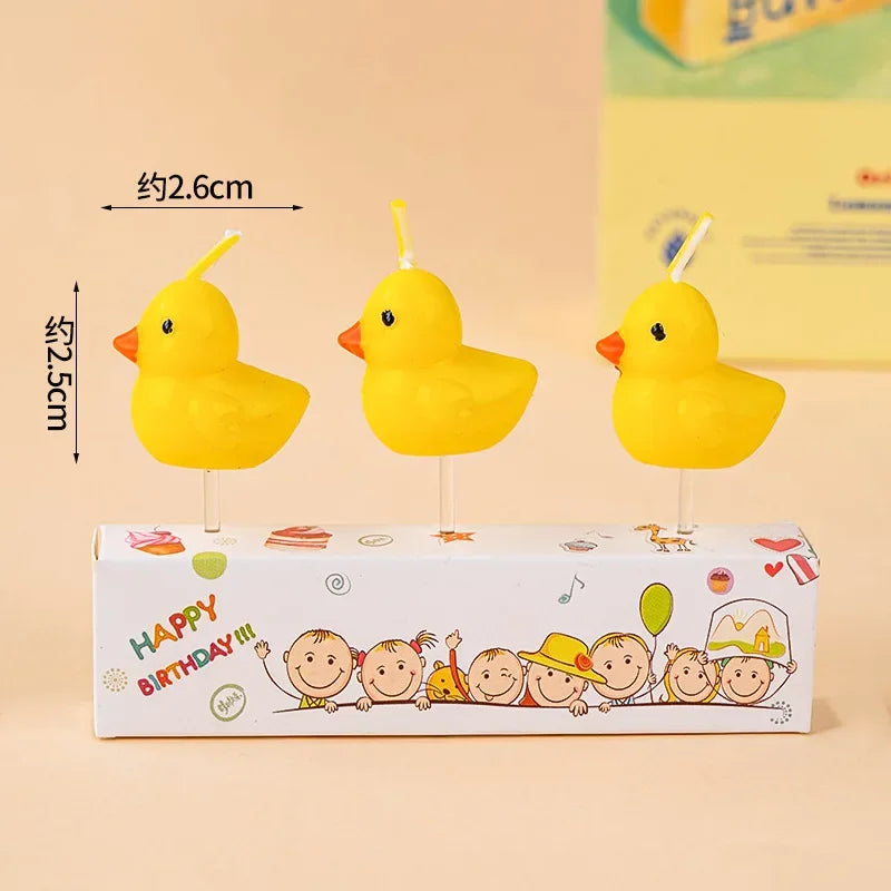 3pcs/set Yellow Duck Candles Birthday Candles Creative Cute Birthday Decoration Candles Children's Day Decorations