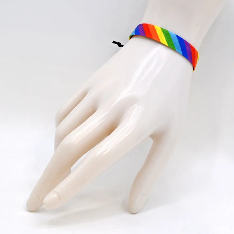 Handmade Braided Rainbow Bracelet Adjustable Lesbian LGBT Pride Month Bracelet