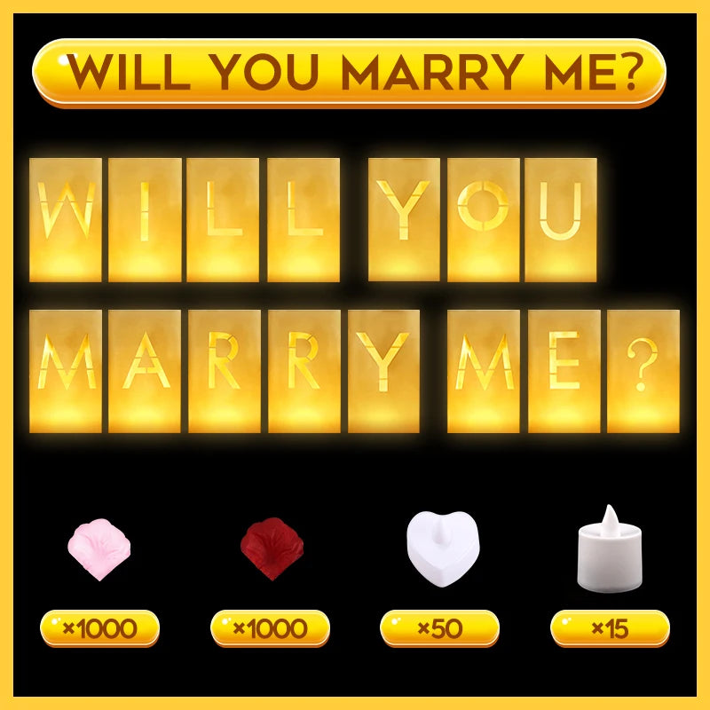 Will You Marry Me Proposal Decoration Paper Bag With LED Candle For Wedding Proposals Anniversary Decorations and Celebration
