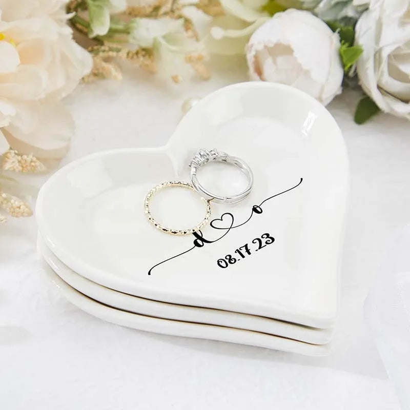 Personalized Wedding Ring Holder Coustom Engaged Trinket Tray Engagement Party Gift For Bride Anniversary Birthday Gift For Her