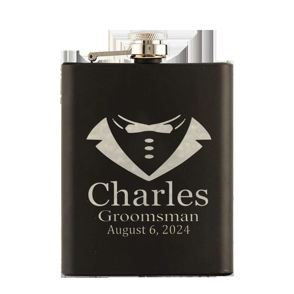 Personalized Groomsmen Flask Groomsman Gifts Wedding Party Present Best Man Proposal Gift for Men Bridal Party Engrave Hip Flask