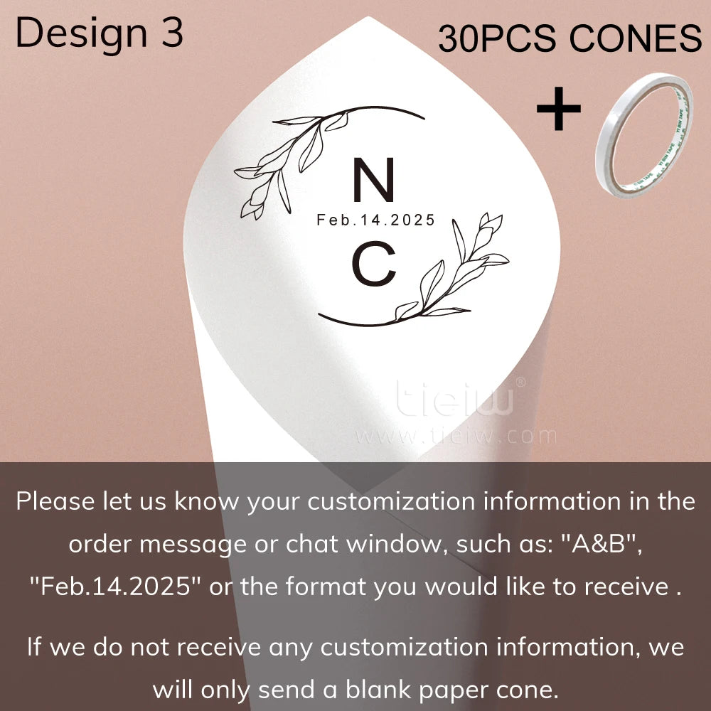 Personalized Wedding Confetti Cones with Names and Date Petal Candy Natural Confetti Customizable for Celebrations Decoration