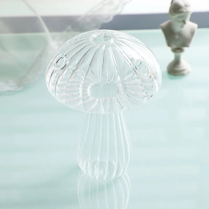 Mini Mushroom Glass Vase Hydroponic Aromatherapy Bottle Hydroponic Flower Plant Decoration Home Nordic Vase Table Creative Vase
