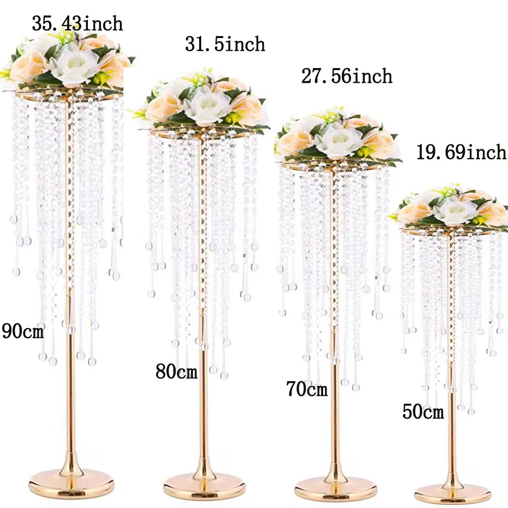10Pcs/Lot Luxurious Crystal Flower Stand Centerpieces Candle Holder For Wedding Party Dinner Restaurant Home Decoration Supplies